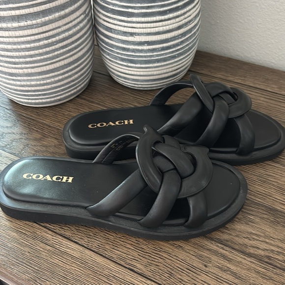 Coach Black Georgie Slide Sandals Size 9 NWOT - Picture 3 of 5